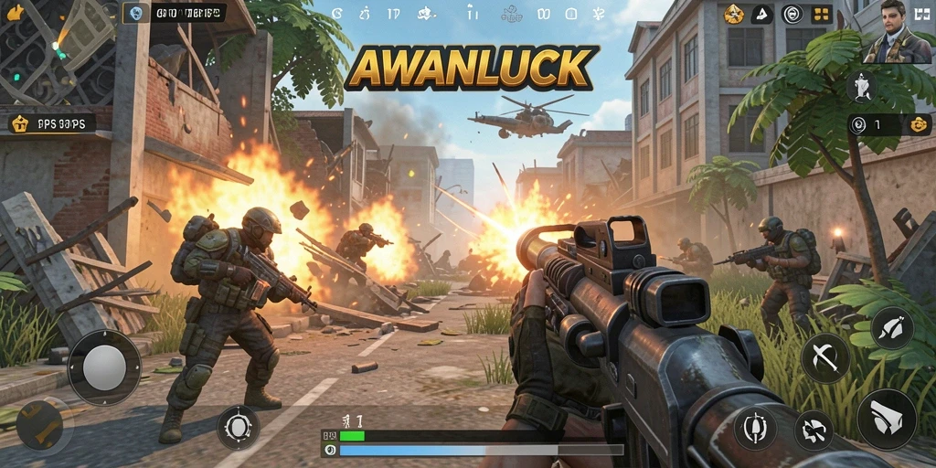 Gameplay seru AWANLUCK dengan aksi pertempuran TPS yang mendebarkan.