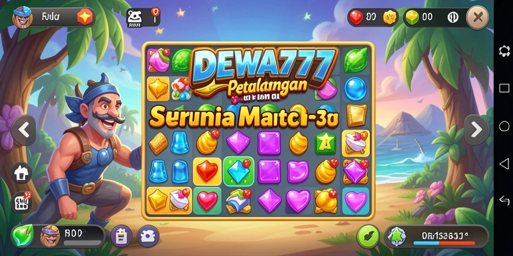 Gameplay seru DEWA777 dengan tampilan grafis menarik dalam gaya Match-3.