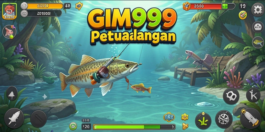 Screenshot gameplay GIM999 menampilkan aksi menangkap ikan yang mendebarkan.