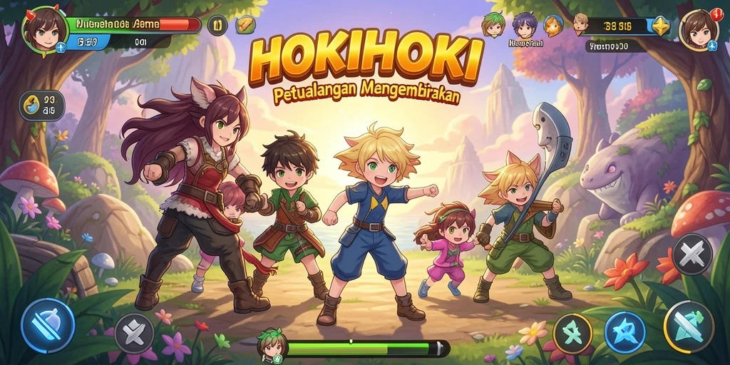 Tampilan gameplay seru dari HOKIHOKI dengan karakter Anime yang menarik.