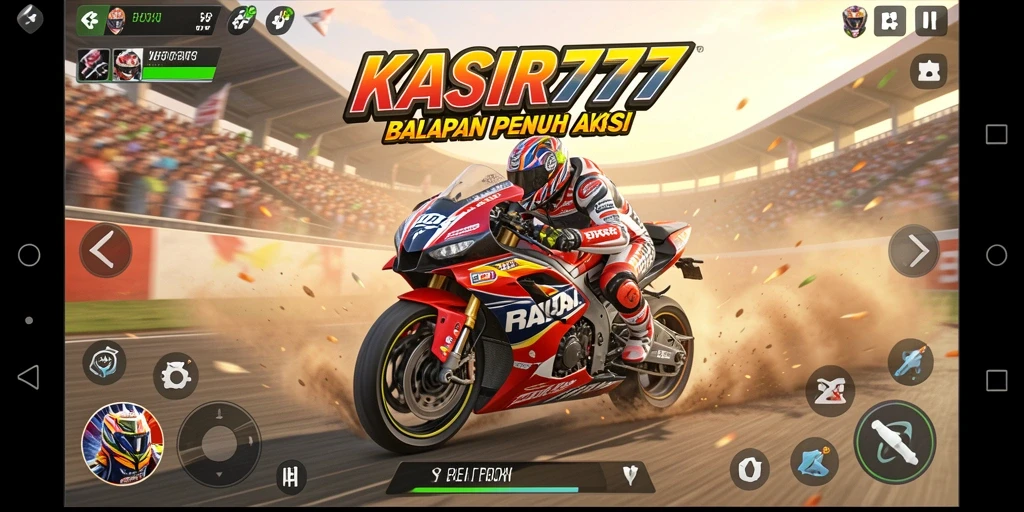 Tampilan gameplay seru dalam balapan motor KASIR777.