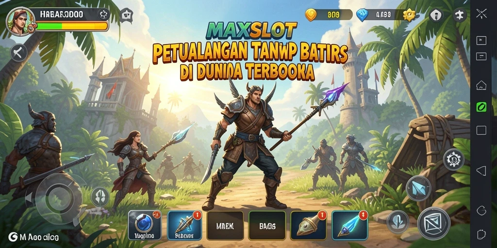 Screenshot utama MAXSLOT menampilkan pemandangan indah dunia Open World.