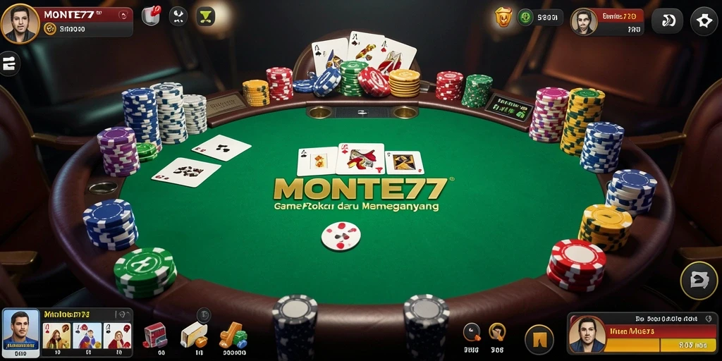Screenshot gameplay seru MONTE77 yang menampilkan aksi poker real-time.