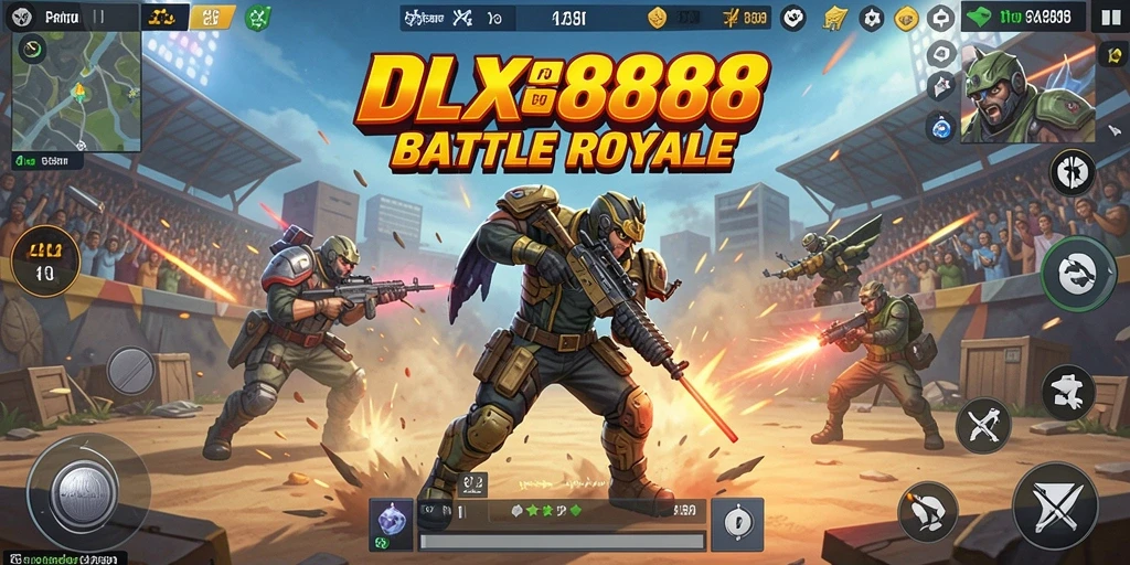Gameplay mendebarkan OLX888 dalam pertarungan Battle Royale.