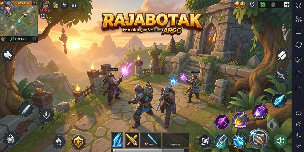 Screenshot gameplay RAJABOTAK yang menunjukkan pertarungan seru dalam permainan ARPG.