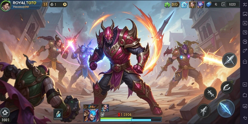 Screenshot dari gameplay ROYALTOTO menampilkan pertarungan yang intens.